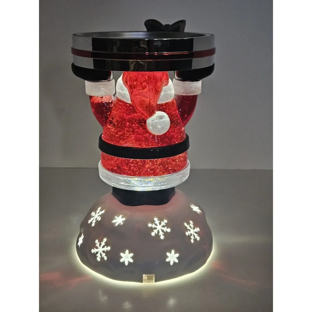 Bath & Body Works 2022 Santa Claus Light Up Water Globe 3 Wick Candle Holder